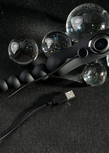 Playboy Pleasure LET IT BEAD - Black 23.1 cm USB Rechargeable Vibrating Anal Beads with Clitoral Suction