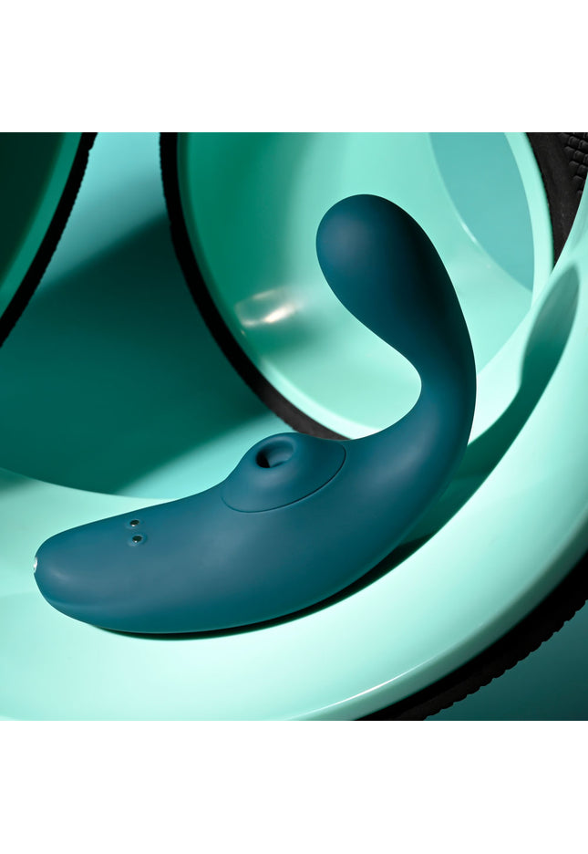 Playboy Pleasure CHARMER - Blue USB Rechargeable Vibrator with Clitoral Suction