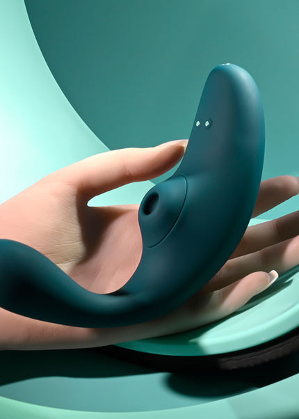 Playboy Pleasure CHARMER - Blue USB Rechargeable Vibrator with Clitoral Suction