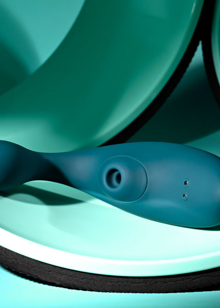 Playboy Pleasure CHARMER - Blue USB Rechargeable Vibrator with Clitoral Suction