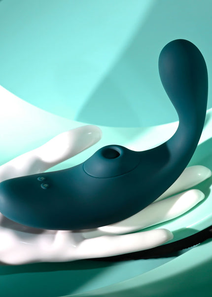 Playboy Pleasure CHARMER - Blue USB Rechargeable Vibrator with Clitoral Suction