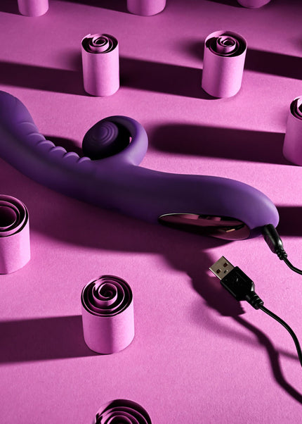 Playboy CURLICUE - Purple 23.5 cm USB Rechargeable Rabbit Vibrator