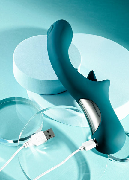 Playboy Pleasure HARMONY - Blue 22.9 cm USB Rechargeable Vibrator with Clitoral Flicker