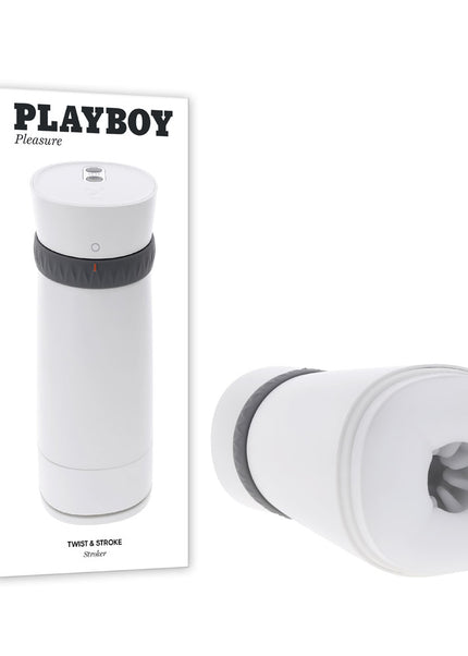 Playboy Pleasure TWIST & STROKE - White USB Rechargeable Heating Stroker with UV Cleaning