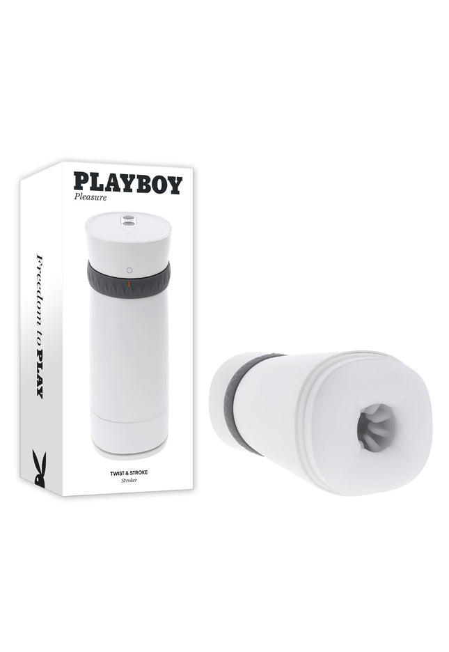 Playboy Pleasure TWIST & STROKE - White USB Rechargeable Heating Stroker with UV Cleaning
