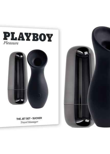 Playboy Pleasure THE JET SET - SUCKER - Black 10.3 cm Sucking Stimulator with Rechargeable Charging Case