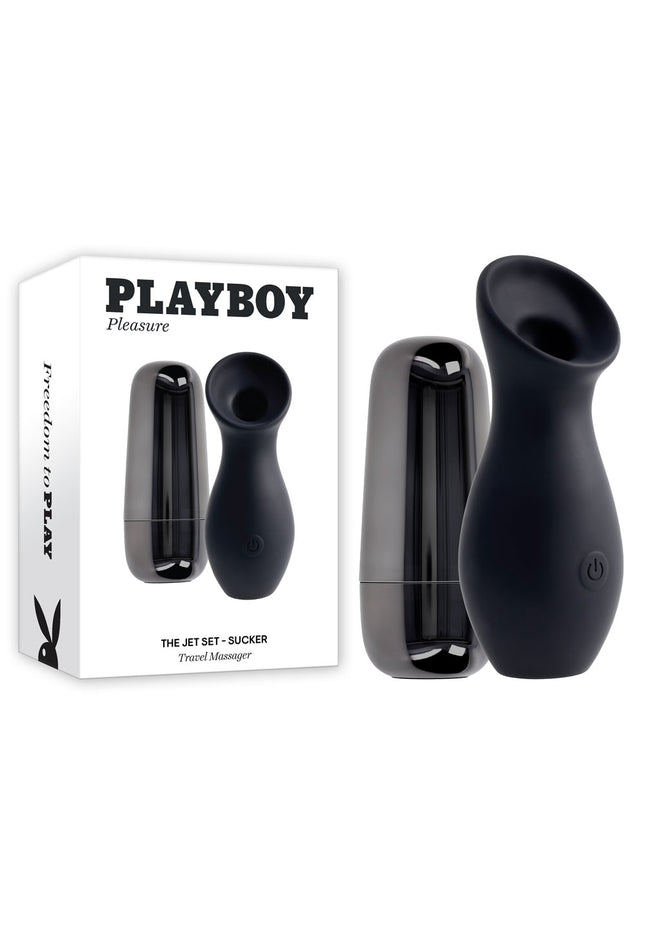 Playboy Pleasure THE JET SET - SUCKER - Black 10.3 cm Sucking Stimulator with Rechargeable Charging Case