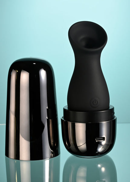 Playboy Pleasure THE JET SET - SUCKER - Black 10.3 cm Sucking Stimulator with Rechargeable Charging Case