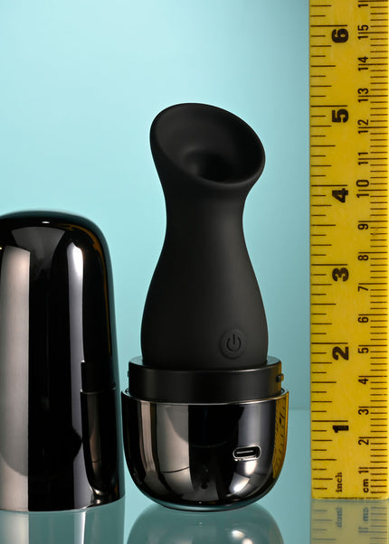 Playboy Pleasure THE JET SET - SUCKER - Black 10.3 cm Sucking Stimulator with Rechargeable Charging Case