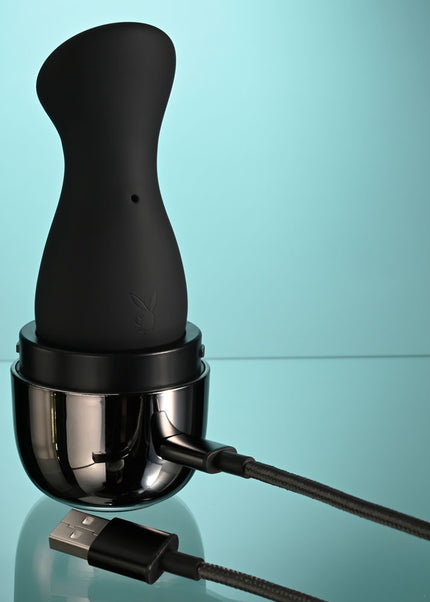 Playboy Pleasure THE JET SET - SUCKER - Black 10.3 cm Sucking Stimulator with Rechargeable Charging Case