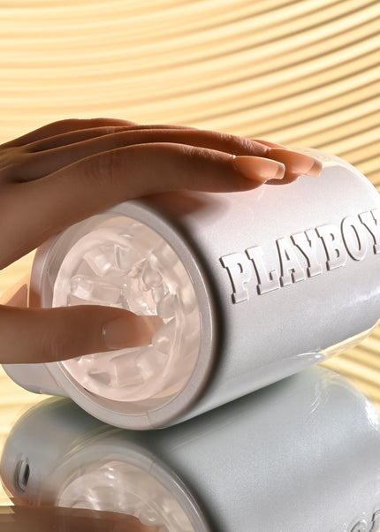 Playboy Pleasure SPIN DOCTOR - White USB Rechargeable Vibrating & Spinning Stroker