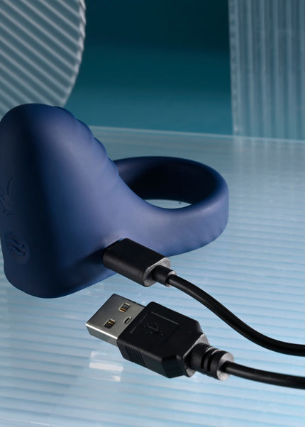 Playboy Pleasure PLEASURE POINT - Blue USB Rechargeable Vibrating Cock Ring