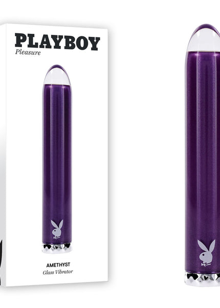 Playboy Pleasure AMETHYST - Purple 12.4 cm USB Rechargeable Glass Tipped Mini Vibrator