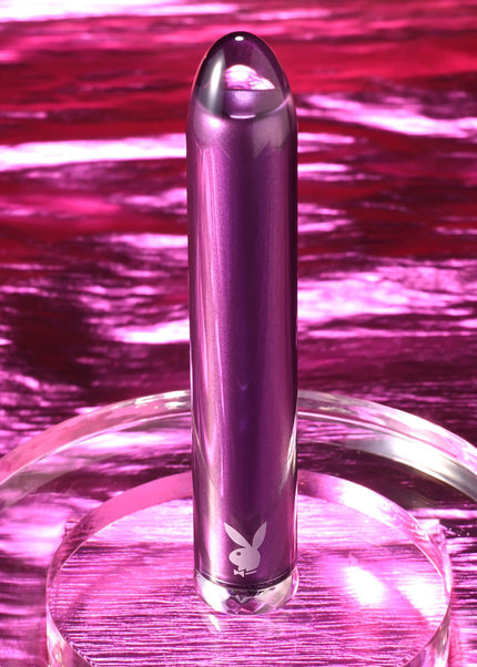 Playboy Pleasure AMETHYST - Purple 12.4 cm USB Rechargeable Glass Tipped Mini Vibrator
