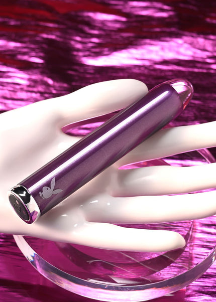 Playboy Pleasure AMETHYST - Purple 12.4 cm USB Rechargeable Glass Tipped Mini Vibrator