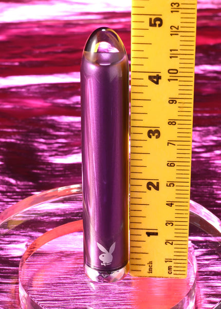 Playboy Pleasure AMETHYST - Purple 12.4 cm USB Rechargeable Glass Tipped Mini Vibrator