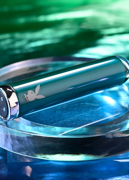 Playboy Pleasure EMERALD - Blue 9.1 cm USB Rechargeable Glass Tipped Bullet