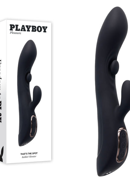 Playboy Pleasure THATS THE SPOT - Black 23.3 cm USB Rechargeable Rabbit Vibrator with G-Spot Tapper
