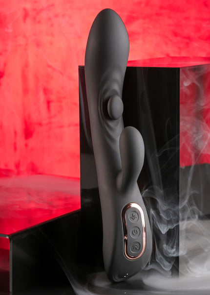 Playboy Pleasure THATS THE SPOT - Black 23.3 cm USB Rechargeable Rabbit Vibrator with G-Spot Tapper