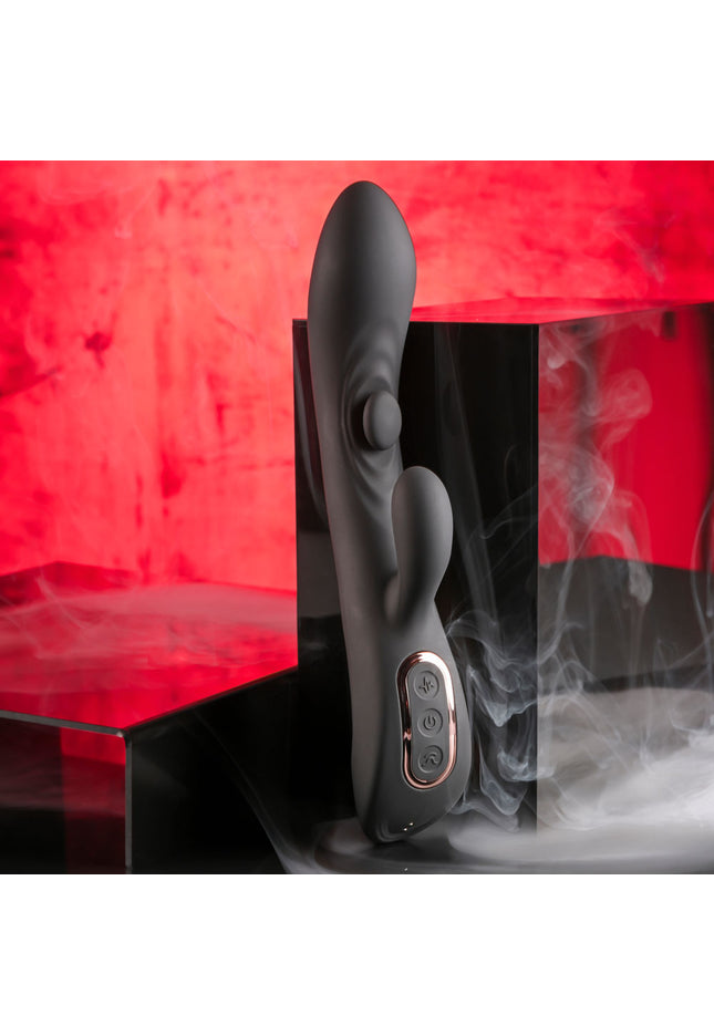 Playboy Pleasure THATS THE SPOT - Black 23.3 cm USB Rechargeable Rabbit Vibrator with G-Spot Tapper