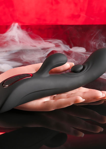 Playboy Pleasure THATS THE SPOT - Black 23.3 cm USB Rechargeable Rabbit Vibrator with G-Spot Tapper