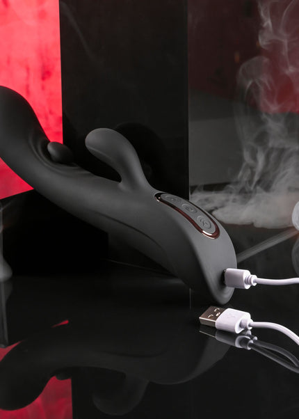 Playboy Pleasure THATS THE SPOT - Black 23.3 cm USB Rechargeable Rabbit Vibrator with G-Spot Tapper