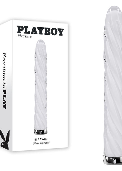 Playboy Pleasure IN A TWIST - White Glass 17.5 cm USB Rechargeable Vibrator