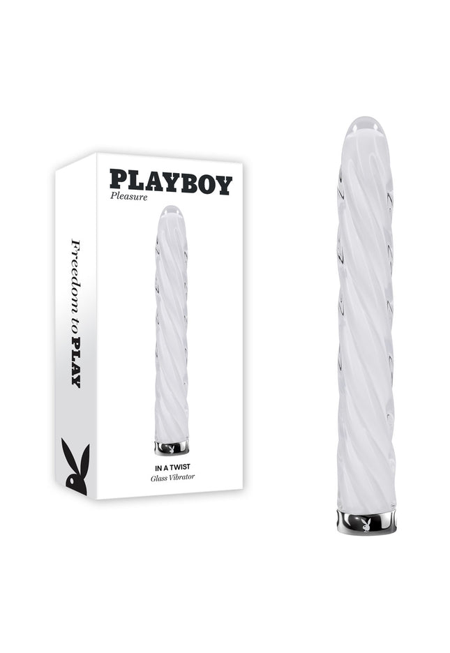 Playboy Pleasure IN A TWIST - White Glass 17.5 cm USB Rechargeable Vibrator