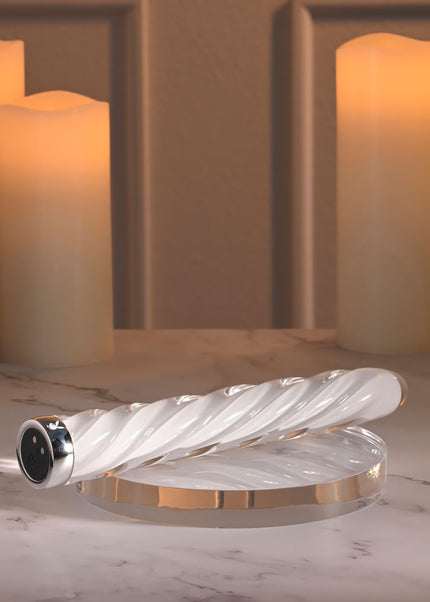 Playboy Pleasure IN A TWIST - White Glass 17.5 cm USB Rechargeable Vibrator