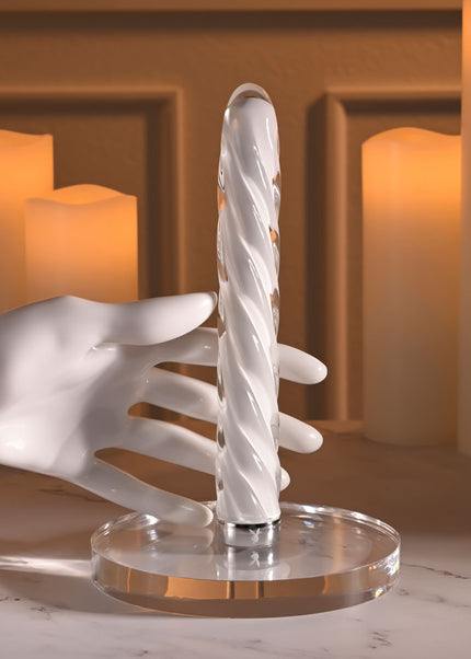Playboy Pleasure IN A TWIST - White Glass 17.5 cm USB Rechargeable Vibrator