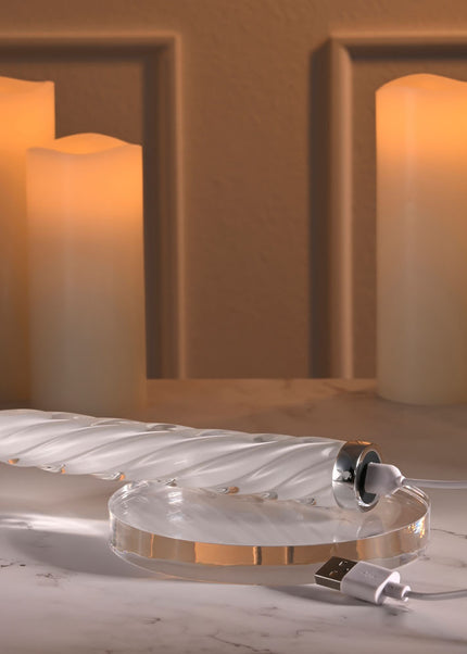 Playboy Pleasure IN A TWIST - White Glass 17.5 cm USB Rechargeable Vibrator