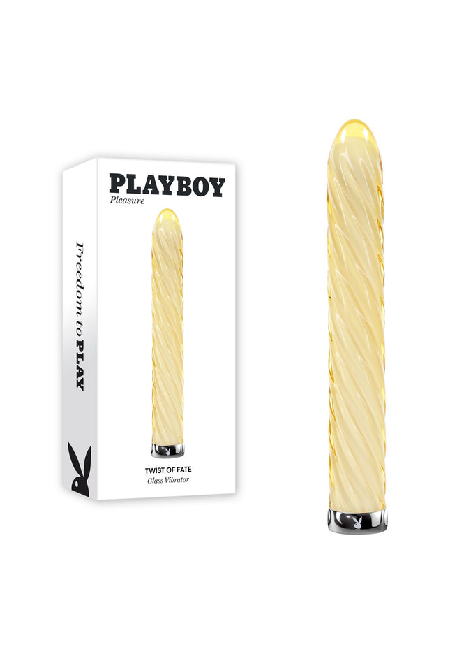 Playboy Pleasure TWIST OF FATE - Yellow Glass 17.5 cm USB Rechargeable Vibrator