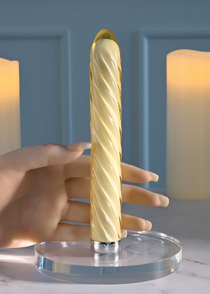 Playboy Pleasure TWIST OF FATE - Yellow Glass 17.5 cm USB Rechargeable Vibrator