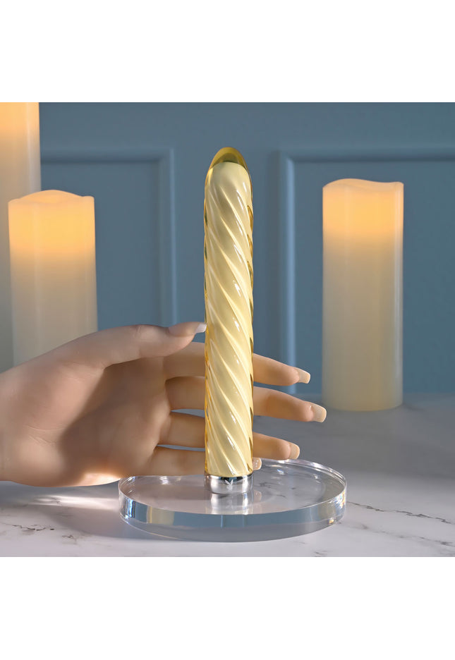 Playboy Pleasure TWIST OF FATE - Yellow Glass 17.5 cm USB Rechargeable Vibrator