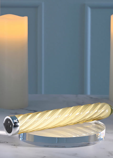 Playboy Pleasure TWIST OF FATE - Yellow Glass 17.5 cm USB Rechargeable Vibrator