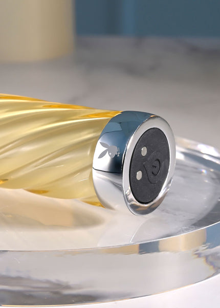 Playboy Pleasure TWIST OF FATE - Yellow Glass 17.5 cm USB Rechargeable Vibrator