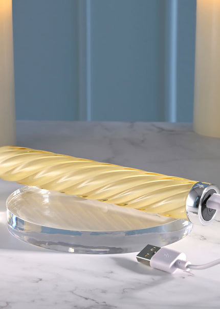 Playboy Pleasure TWIST OF FATE - Yellow Glass 17.5 cm USB Rechargeable Vibrator