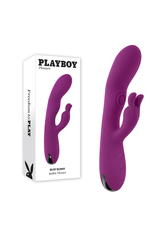 Playboy Pleasure BUSY BUNNY - Purple 22.6 cm USB Rechargeable Rabbit Vibrator with Tapping Shaft