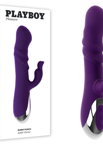 Playboy Pleasure BUNNY PUNCH - Purple 24.4 cm USB Rechargeable Twirling Rabbit Vibrator