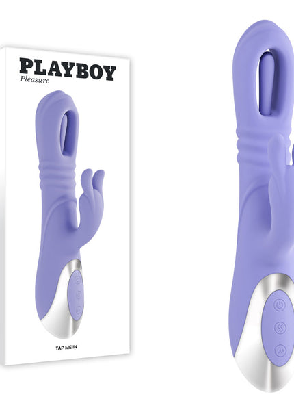 Playboy Pleasure TAP ME IN - Purple 24.2 cm USB Rechargeable Rabbit Vibrator with Tapping Shaft