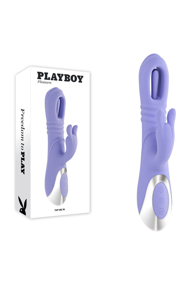 Playboy Pleasure TAP ME IN - Purple 24.2 cm USB Rechargeable Rabbit Vibrator with Tapping Shaft