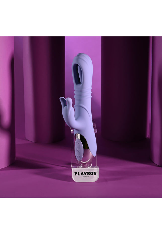 Playboy Pleasure TAP ME IN - Purple 24.2 cm USB Rechargeable Rabbit Vibrator with Tapping Shaft
