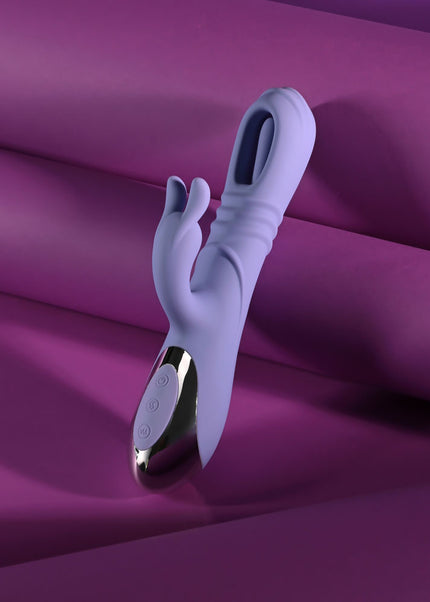 Playboy Pleasure TAP ME IN - Purple 24.2 cm USB Rechargeable Rabbit Vibrator with Tapping Shaft