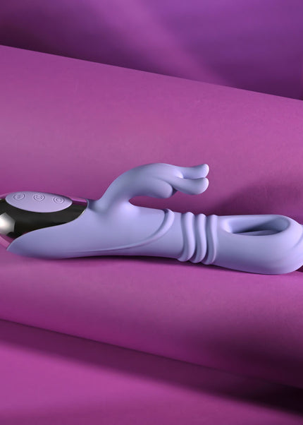 Playboy Pleasure TAP ME IN - Purple 24.2 cm USB Rechargeable Rabbit Vibrator with Tapping Shaft