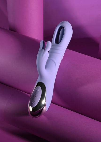 Playboy Pleasure TAP ME IN - Purple 24.2 cm USB Rechargeable Rabbit Vibrator with Tapping Shaft
