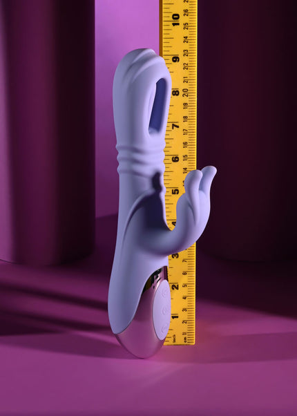 Playboy Pleasure TAP ME IN - Purple 24.2 cm USB Rechargeable Rabbit Vibrator with Tapping Shaft