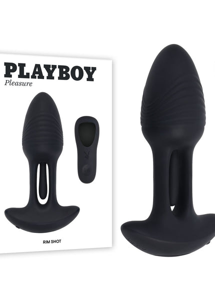 Playboy Pleasure RIM SHOT - Black 11.4 cm USB Rechargeable Vibrating Butt Plug