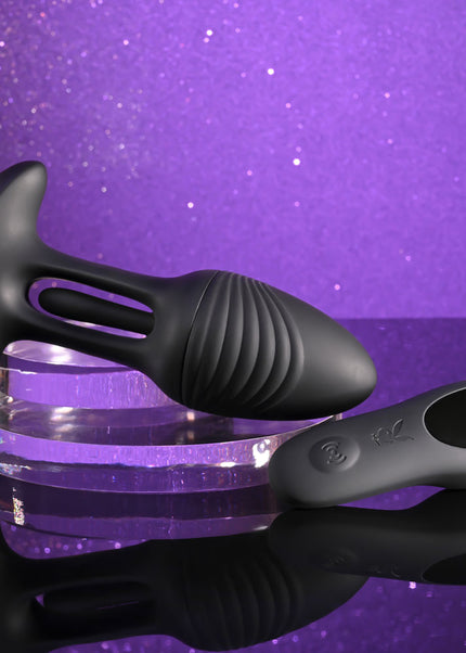 Playboy Pleasure RIM SHOT - Black 11.4 cm USB Rechargeable Vibrating Butt Plug