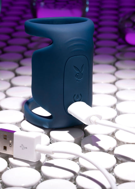 Playboy Pleasure JET PACK - Dark Blue USB Rechargeable Vibrating Penis Harness
