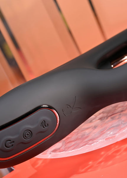 Playboy Pleasure AUREUS - Black 22.7 cm USB Rechargeable Rabbit Vibrator with Internal Flicker